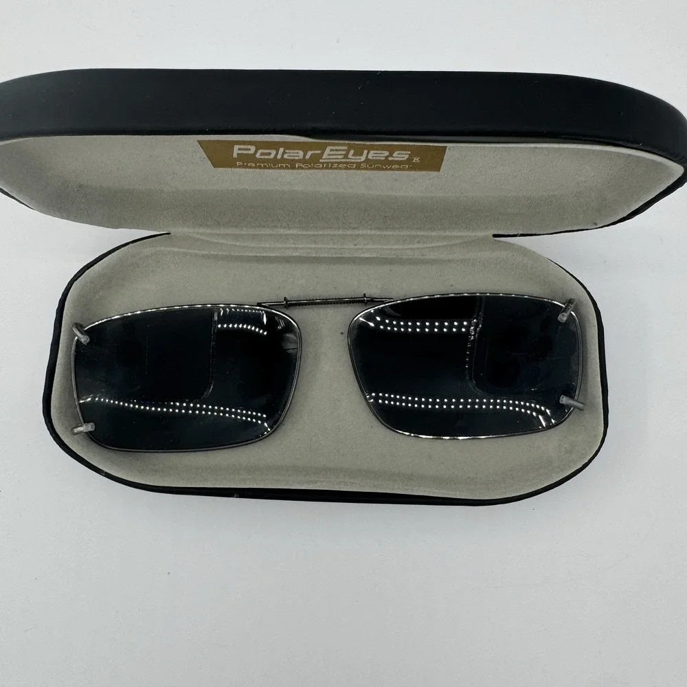 Polar Optics Eyes Premium Polarized Clip On Sunglasses Lot Of 2 Rectangular Case